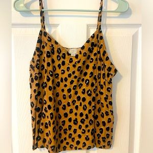 A new day size large, leopard, print, spaghetti, strap tank top.